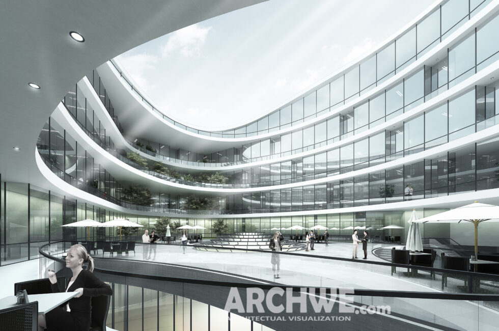 Headquarters building architectural visualization